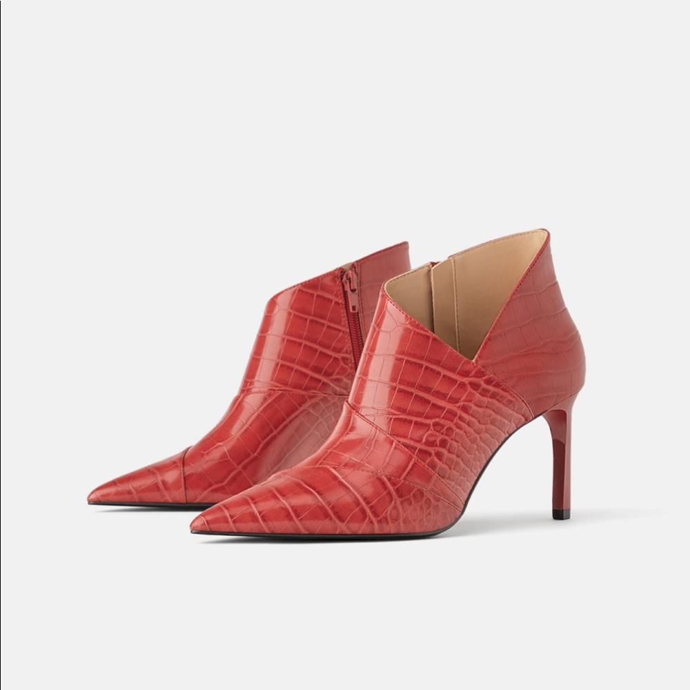 Zara Heeled Animal Print Ankle boots